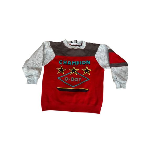 Vintage Other - Vintage 80s Graphic Print Champion O Boy Kids Sweatshirt Size 7